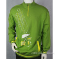 Mens knitted 100% cotton long sleeve pullover sweatshirt with half zip collar
